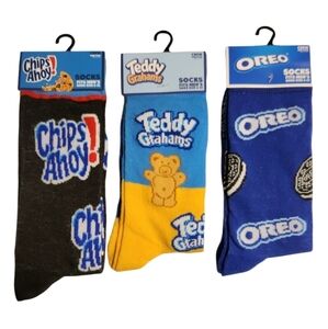 Crew Novelty Warm Long‎ Cookie Socks Chips Ahoy, Teddy Grahams Oreas Womens Mens